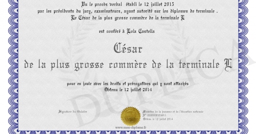 Cesar de la plus grosse commere de la terminale L