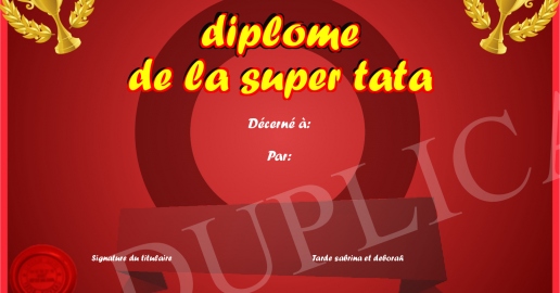 diplome de la super tata