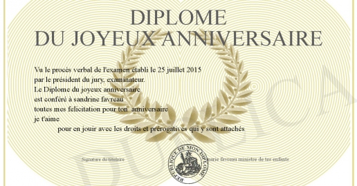 Diplome du joyeux anniversaire