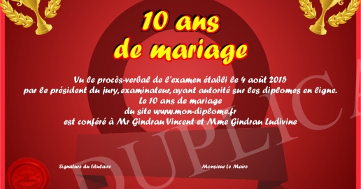 10 ans de mariage