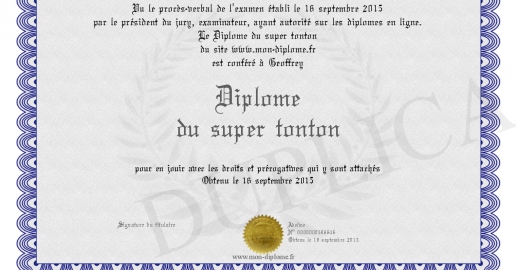 Diplome du super tonton