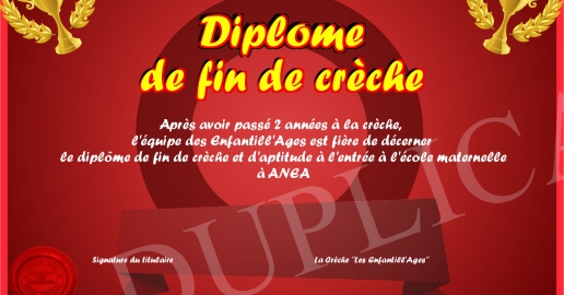 Diplome de fin de creche