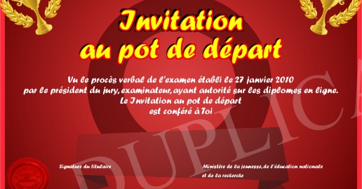 Invitation au pot de depart