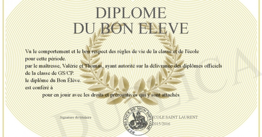 DIPLOME DU BON ELEVE