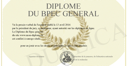 Diplome du Bpec general