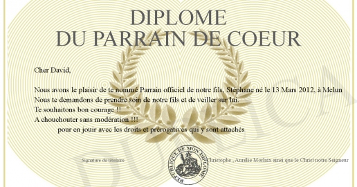 Diplome du Parrain de Coeur