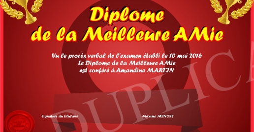 Diplome de la Meilleure AMie