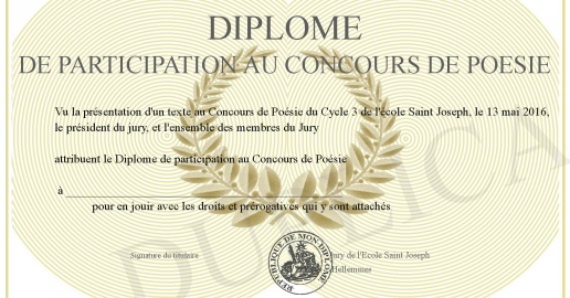 Diplome De Participation Au Concours De Poesie Diplome De Participation Au Concours De Poesie