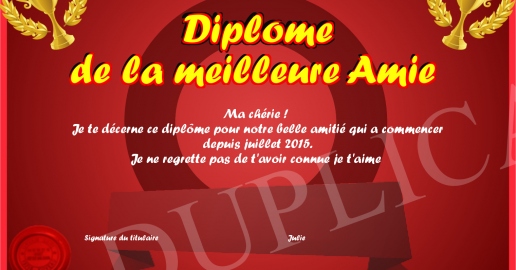 Diplome De La Meilleure Amie