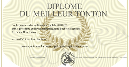 Diplome du meilleur tonton