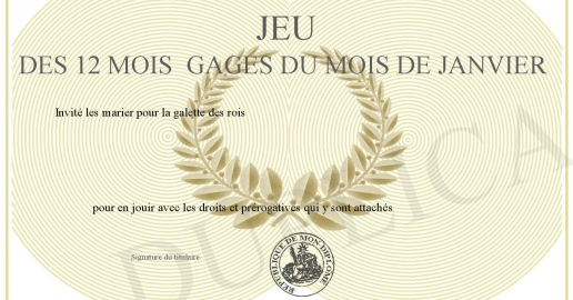 jeu des 12 mois Gages du mois de janvier