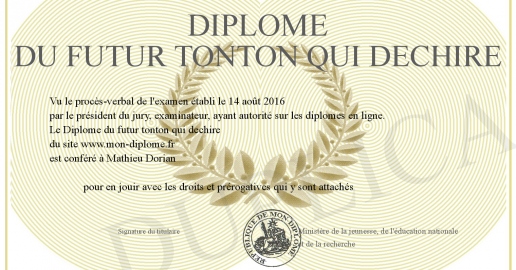 Diplome du futur tonton qui dechire