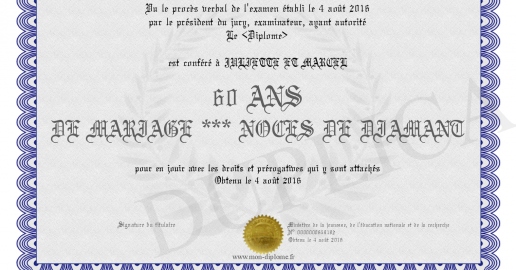 60 ANS DE MARIAGE *** NOCES DE DIAMANT