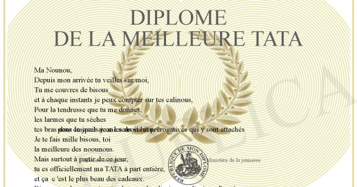 Diplome de la meilleure Tata