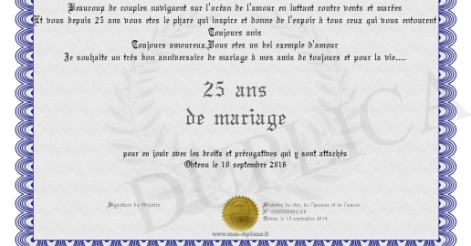 25 ans de mariage