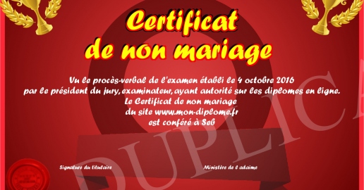 Certificat de non mariage