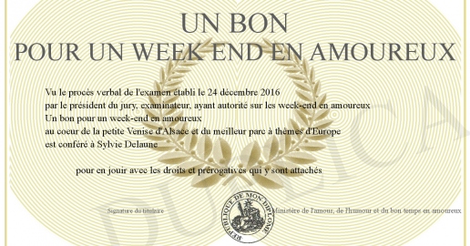 Un bon pour un week end en amoureux