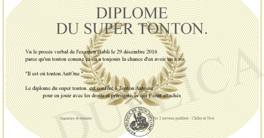 diplome du super tonton.