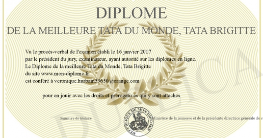 Diplome De La Meilleure Tata Du Monde Tata Brigitte Diplome De La Meilleure Tata Du Monde Tata Brigitte
