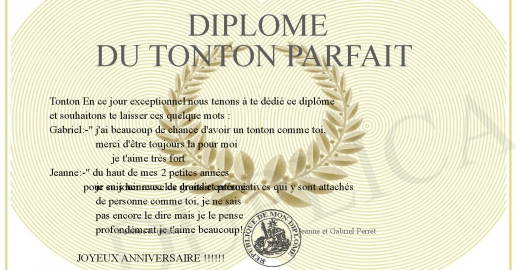 Diplome du TONTON PARFAIT