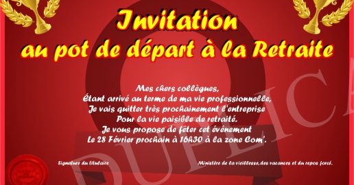 Texte Invitation Pot De Départ Retraite Humour www.mon-diplome.fr