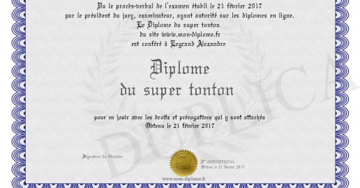 Diplome du super tonton