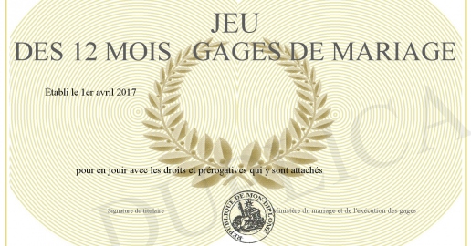jeu des 12 mois gages de mariage