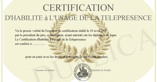Habilite Certification d habilite a l usage de la Telepresence