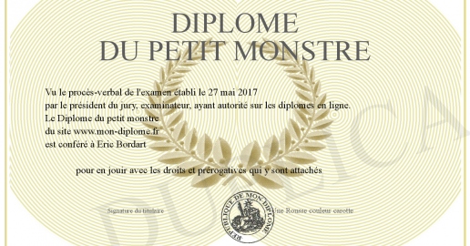 Diplome du petit monstre