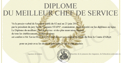 Diplome du meilleur Chef de service