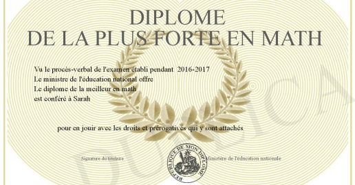 Diplome de la plus forte en math