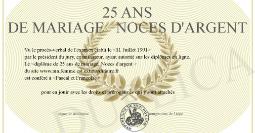 25 ans de mariage NOCES D ARGENT
