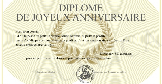 Diplome de joyeux anniversaire