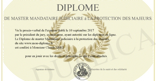 Diplome de master Mandataire judiciaire a la protection des majeurs