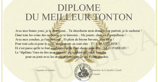 Diplome du meilleur Tonton