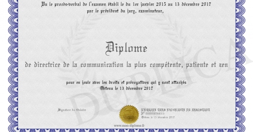 Diplome de directrice de la communication la plus competente patiente ...