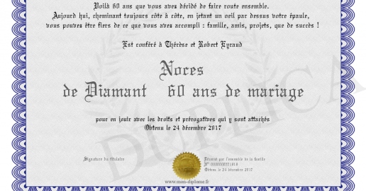 Noces de Diamant 60 ans de mariage