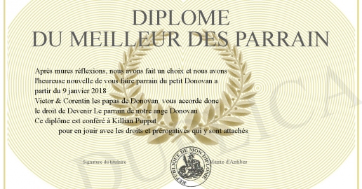 Diplome du meilleur des parrain