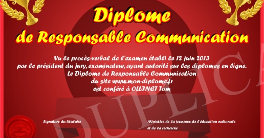 Diplome de Responsable Communication