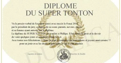 Diplome du SUPER TONTON