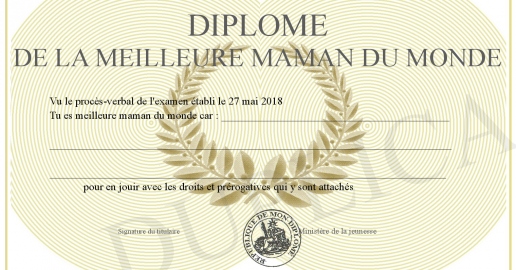 Diplome de la meilleure maman du monde