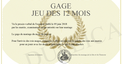 gage jeu des 12 mois