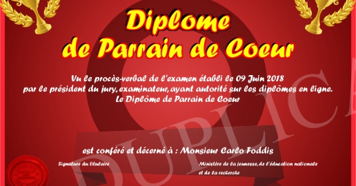 Diplome de Parrain de Coeur