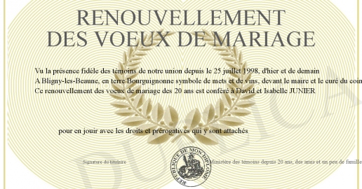 renouvellement des voeux de mariage
