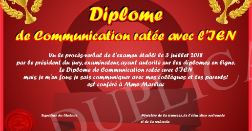 Diplome de Communication ratee avec l IEN