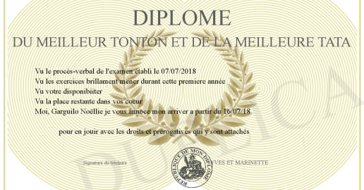 Diplome du meilleur tonton et de la meilleure tata