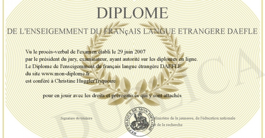 Diplome de l'enseigemment du francais langue etrangere DAEFLE