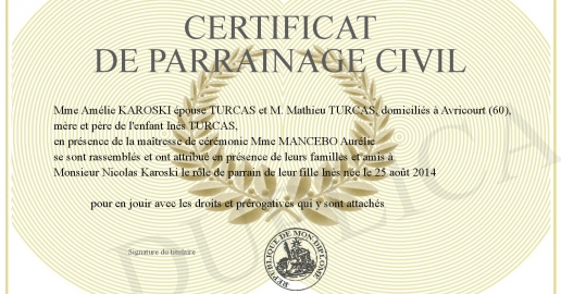 Certificat de parrainage civil