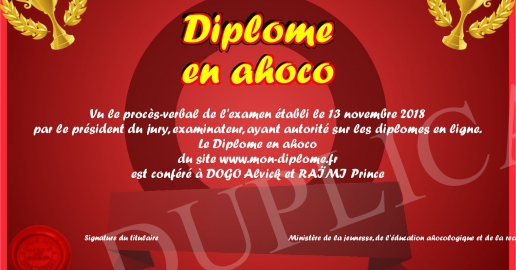 Diplome en ahoco
