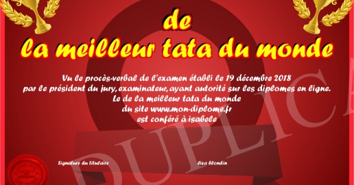 de la meilleur tata du monde
